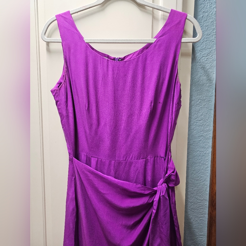 Spenser Jeremy Womens Purple Pure Silk Classic Sleeveless Faux Wrap Maxi Dress 4